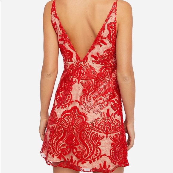 Free People Night Shimmers Mini Dress Red - Picture 2 of 8